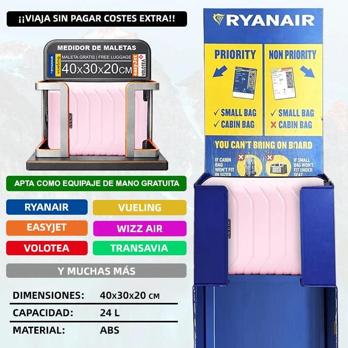 Maleta de Viaje 40×30×20 cm – Cabina sin Facturar, Compacta y Ligera con Ruedas 360°