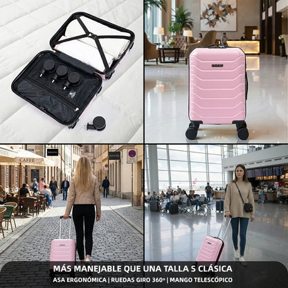 Maleta de Viaje 40×30×20 cm – Cabina sin Facturar, Compacta y Ligera con Ruedas 360°