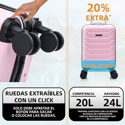 Maleta de Viaje 40×30×20 cm – Cabina sin Facturar, Compacta y Ligera con Ruedas 360°